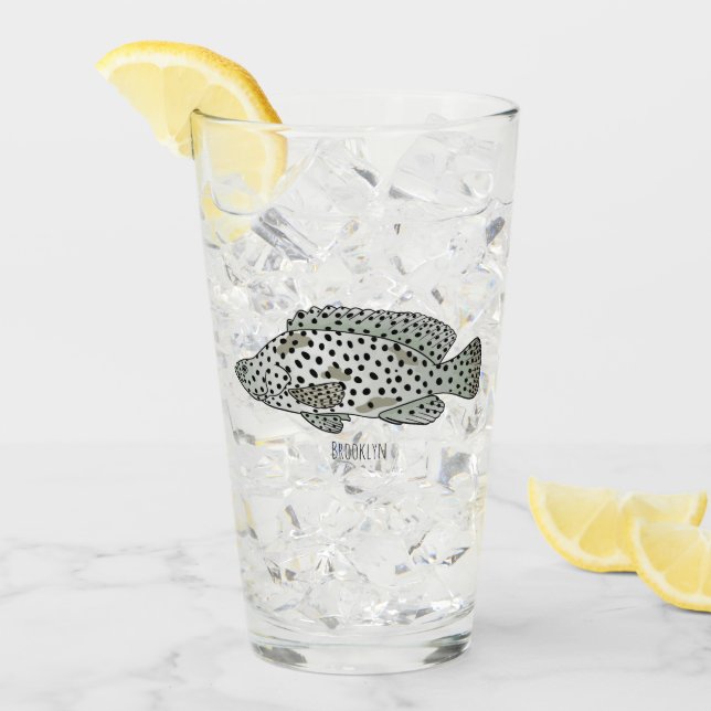 Humpback grouper fish cartoon illustration glass (Front Ice)