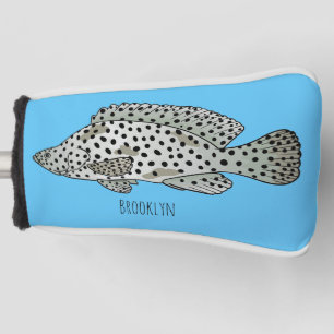 Humpback grouper fish cartoon illustration golf head cover
