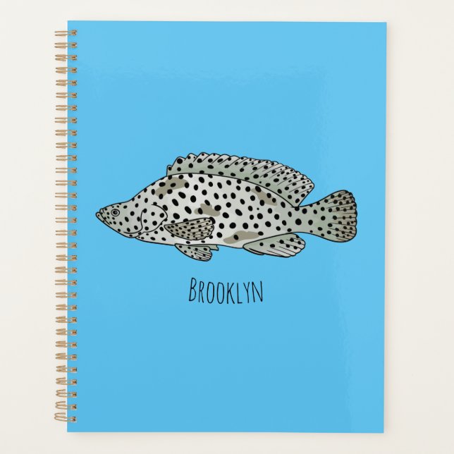 Humpback grouper fish cartoon illustration  planner (Front)