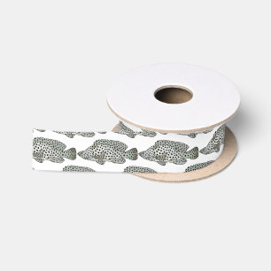 Humpback grouper fish cartoon illustration satin ribbon
