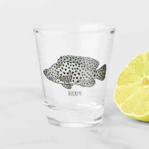 Humpback grouper fish cartoon illustration shot glass