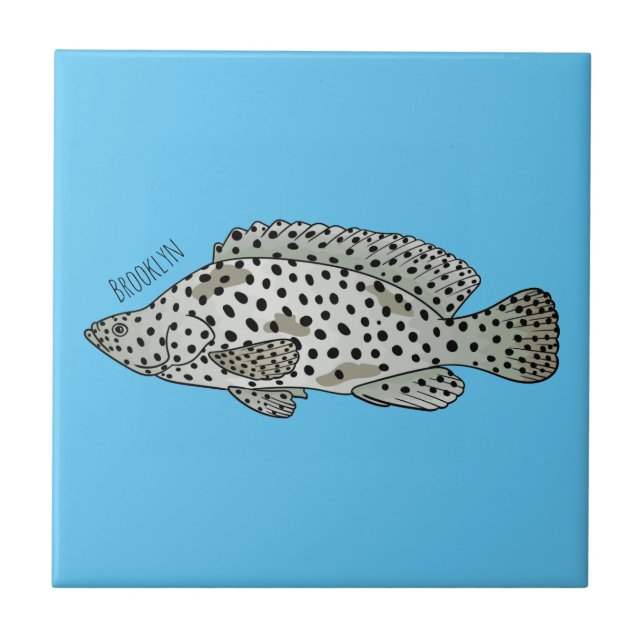 Humpback grouper fish cartoon illustration  tile (Front)