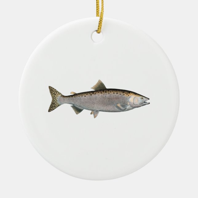 Humpback Salmon (ocean phase) Ceramic Tree Decoration (Front)
