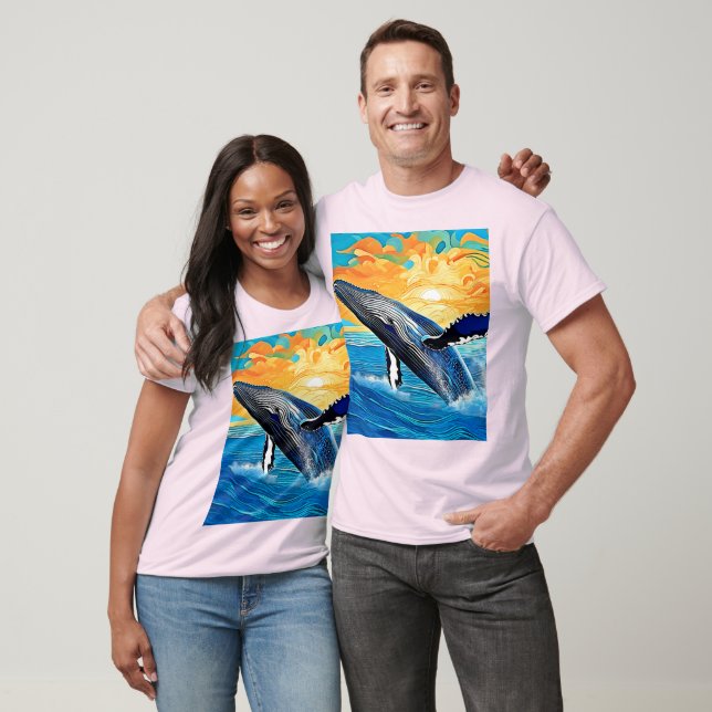 Humpback Sunset Leap Art T-Shirt (Unisex)