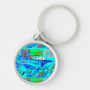 humpback whale and calf key ring