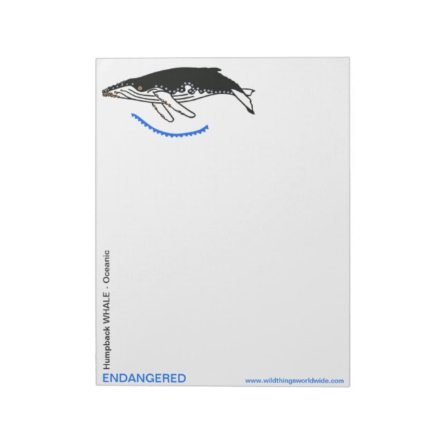 Humpback WHALE - Endangered animal - Notepad (Rotated)