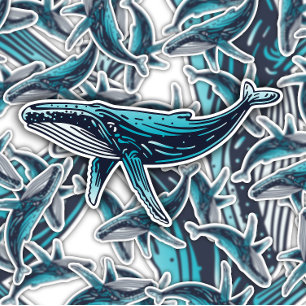Humpback Whale Fish Sea Sticker   Die-Cut Sticker