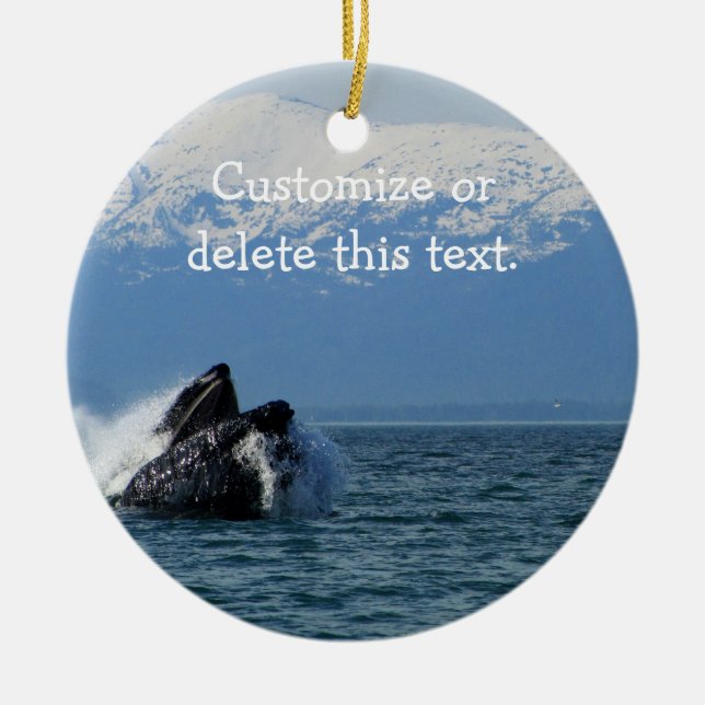 Humpback Whale Head; Customisable Ceramic Tree Decoration (Front)