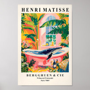 Humpback Whale In Bathtub Poster, Beachy Dopamine  Poster