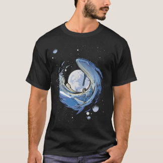 Humpback whale in Space Funny Beluga Orca Blue wha T-Shirt