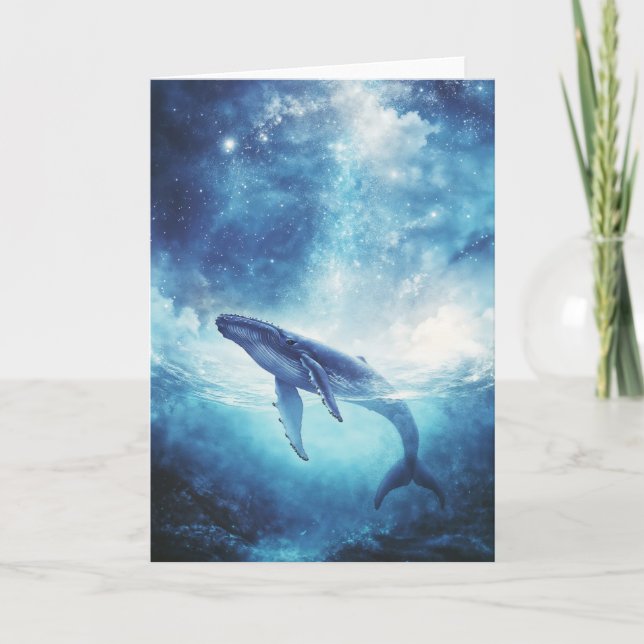 Humpback Whale in Starlit Waters Card (Front)