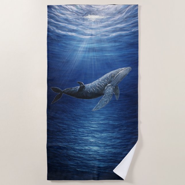 Humpback Whale Ocean Beach Towel (Front)