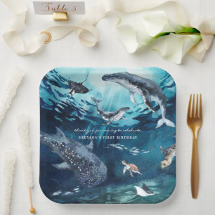 Humpback Whale   Ocean Birthday Party Paper Plate