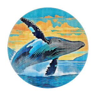 Humpback Whale Ocean Freedom Jump Design Cutting Board
