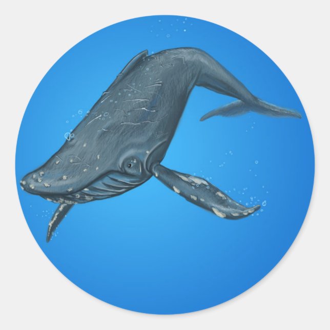 Humpback Whale Painting Classic Round Sticker (Front)