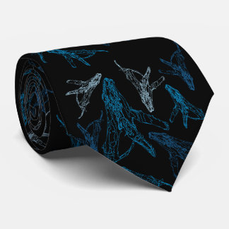 Humpback whale patterned tie