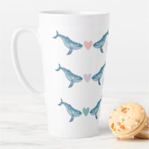 Humpback whale rainbow hearts 17oz Latte Mug