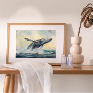 Humpback Whale Watercolor Painting Poster