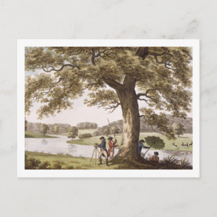 Humphrey Repton surveying with a Theodolite (colou Postcard