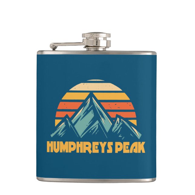 Humphreys Peak Arizona Retro Turquoise Hip Flask (Front)