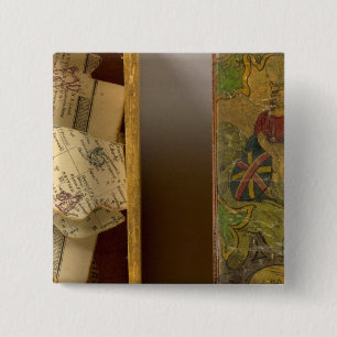 Humphries dissected world map 15 cm square badge