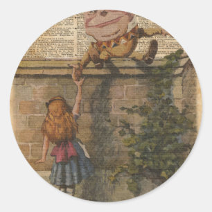 Humpty Dumpty & Alice Vintage Book Illustration Classic Round Sticker
