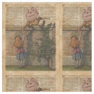 Humpty Dumpty & Alice Vintage Book Illustration Fabric