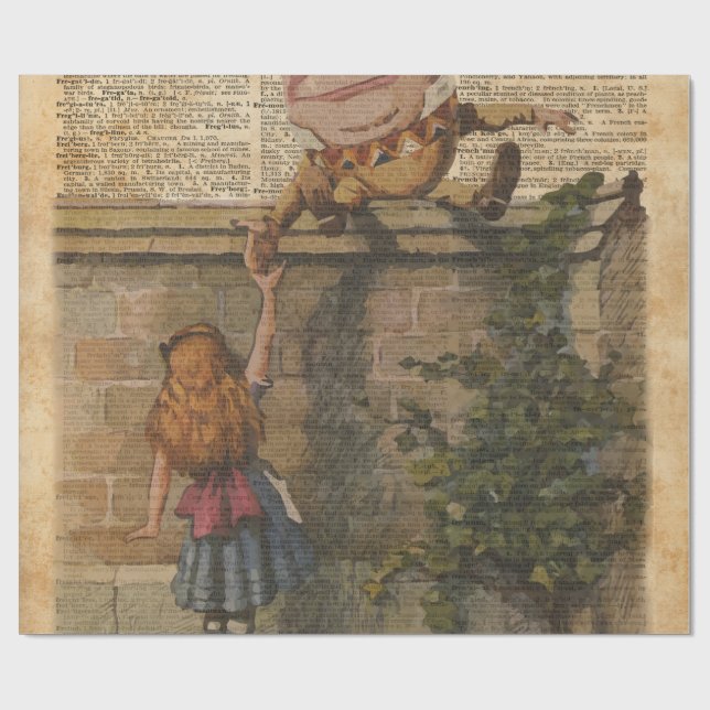 Humpty Dumpty & Alice Vintage Book Illustration Wrapping Paper (Flat)