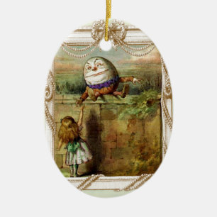 Humpty Dumpty and Alice Ceramic Tree Decoration