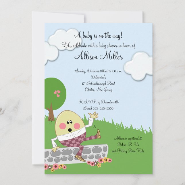 Humpty Dumpty Baby Shower Invitation (Front)
