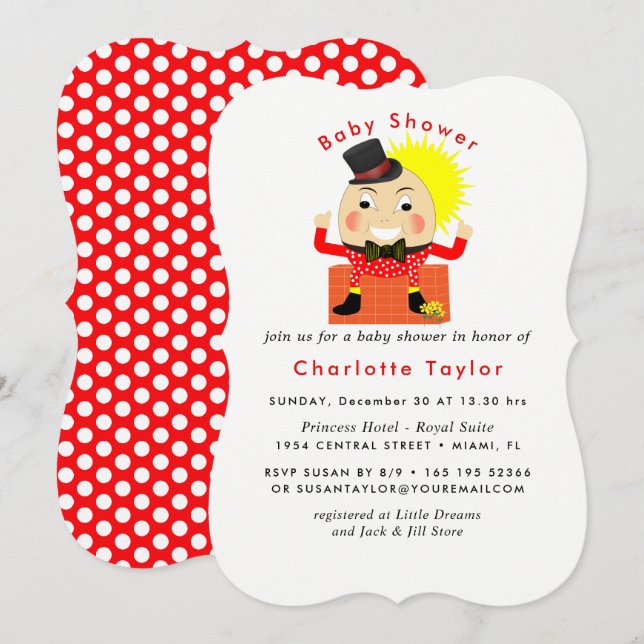 Humpty Dumpty Nursery Rhyme Cute  Baby Shower Invitation (Front/Back)