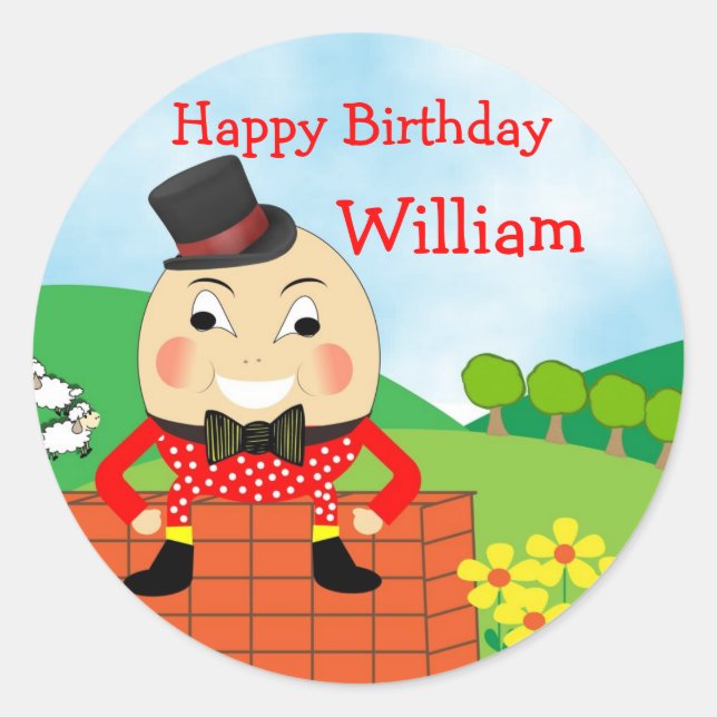 Humpty Dumpty Nursery Rhyme Theme Classic Round Sticker (Front)
