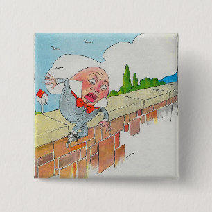 Humpty Dumpty on Wall Mother Goose Nursery Rhyme 15 Cm Square Badge