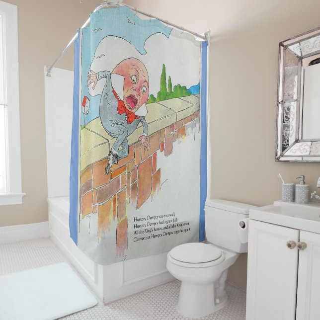 Humpty Dumpty on Wall Mother Goose Nursery Rhyme Shower Curtain (In Situ)