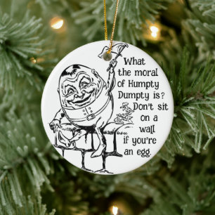 Humpty Dumpty's Surrender: Whimsical Wisdom Ceramic Tree Decoration