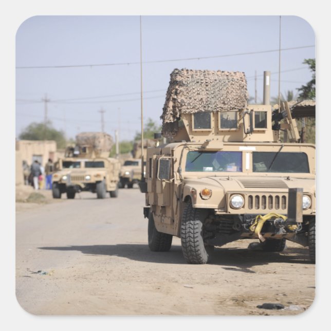 Humvee's conduct security during a patrol square sticker (Front)