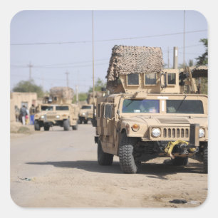 Humvee's conduct security during a patrol square sticker