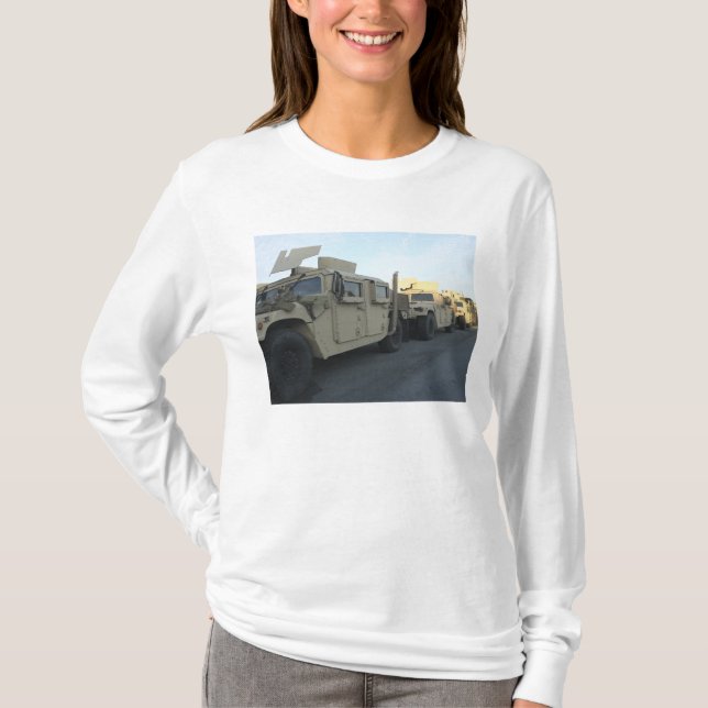 Humvees sit on the pier at Morehead City T-Shirt (Front)