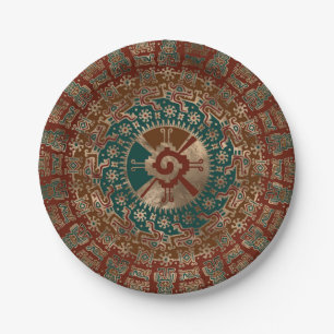 Hunab Ku Gold Red and Teal Paper Plate