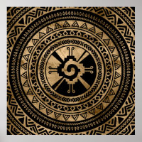 Hunab Ku Mayan symbol black and gold