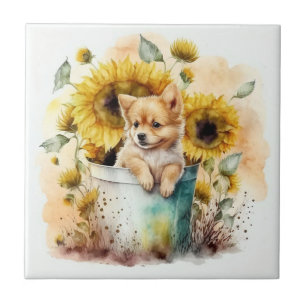 Hund Aquarell Tile
