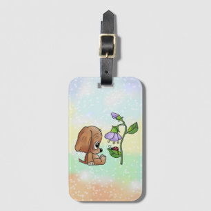 Hund und Blume   Gepäckanhänger Luggage Tag