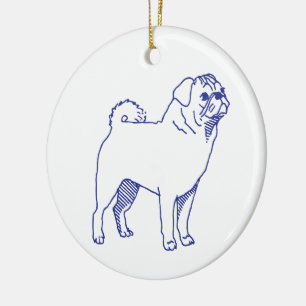 Hunderasse Mops Ceramic Tree Decoration