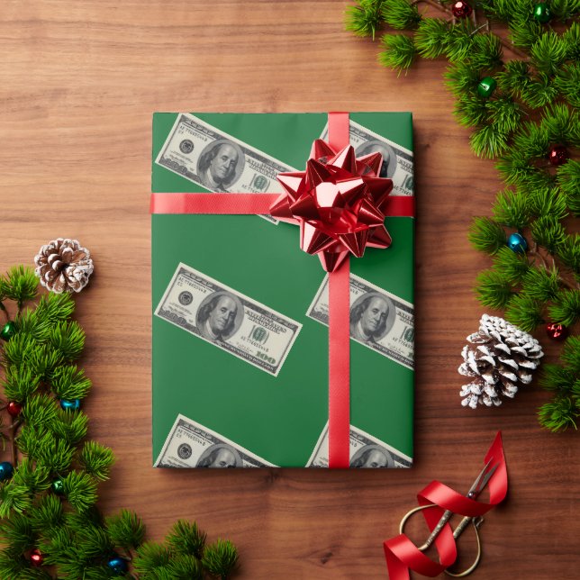 Hundred Dollar Bill Green Wrapping Paper (Holiday Gift)