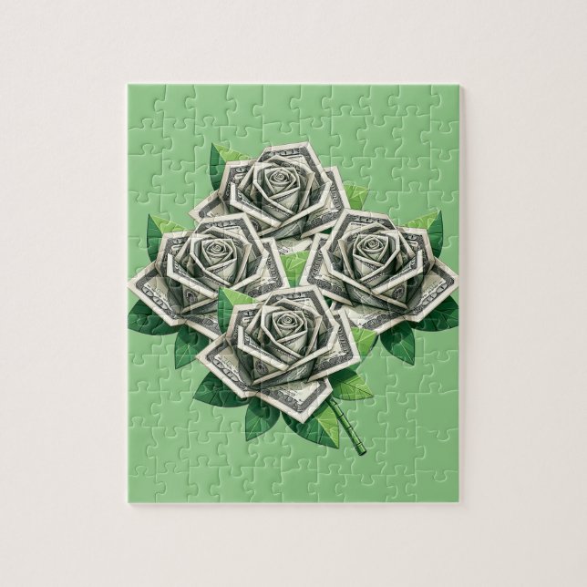 hundred dollar bills origami roses money art  jigsaw puzzle (Vertical)