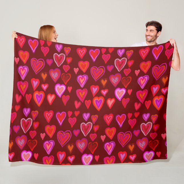 Hundred hearts Fleece Blanket (In Situ)