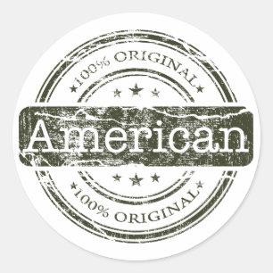 Hundred percent original American, by Lyserty Classic Round Sticker
