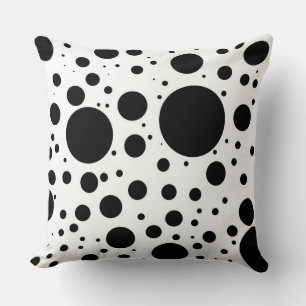 Hundreds of Black Dots and Circles in Varying Size Cushion