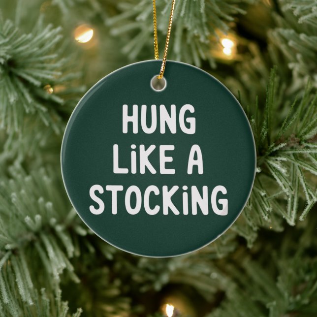 Hung Like A Stocking Christmas Funny Sarcastic Ceramic Tree Decoration (Tree)