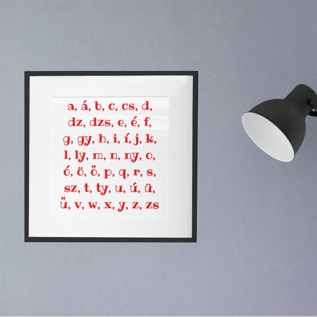 Hungarian alphabet in  red poster (Creator Uploaded)